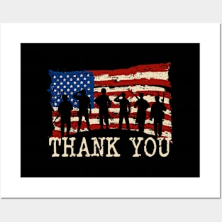 American Flag Thank You Veterans Posters and Art